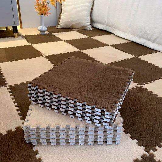 Set of Plush Patchwork Carpet Mats, 30x30cm, Non-slip EVA Foam Washable Thickened Carpet, Multi-color Patchwork Interlocking Floor Non-slip Floor Mats for Living Room Bedside and Game Room