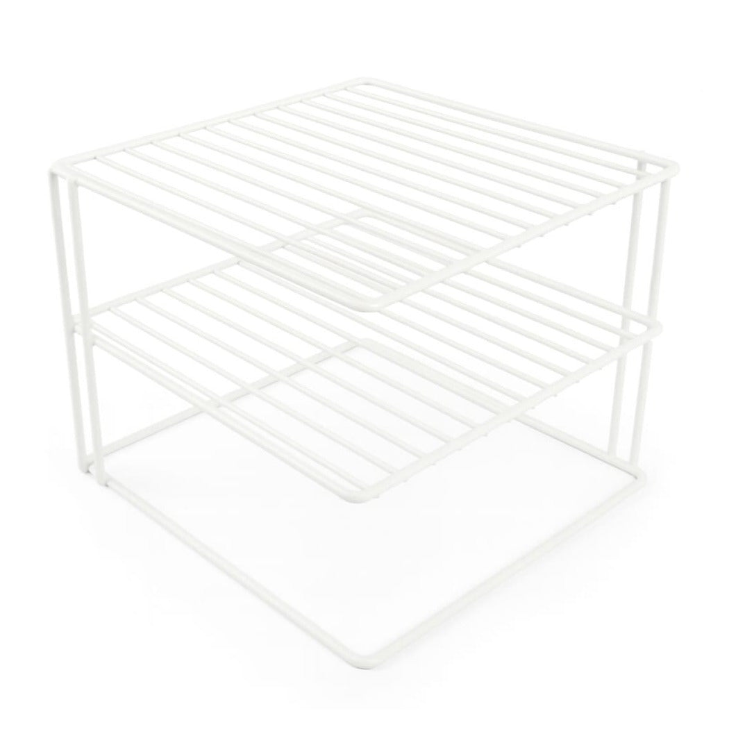 3 Tier White Corner Kitchen Plate Rack Tidy Cupboard Shelf Insert Organiser New