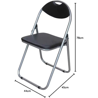 Folding Chairs – Black & Silver, 110 kg Load Capacity, Steel Frame, Wipe-Clean Surface, Lightweight & Space-Saving – Portable Chairs for Office, Events & Occasional Use
