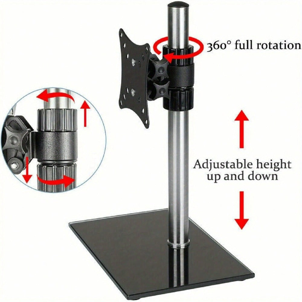 Monitor Stand 13 - 27 Inch Monitor Arm Curved Screen Monitor Mount Tempered Glass Base Monitor Stand Adjustable Ergonomic Pc Monitor Arm