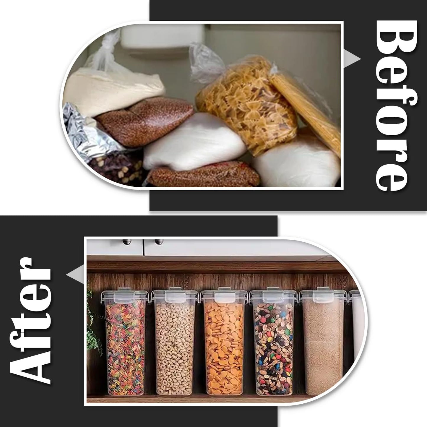 AEX Airtight Food Storage Containers – BPA-Free Plastic Food Storage Containers with 4-Way Lock Lids, Leakproof Dry Food Storage for Cereal, Flour, Sugar & Pasta Stackable Pantry Containers Set Options