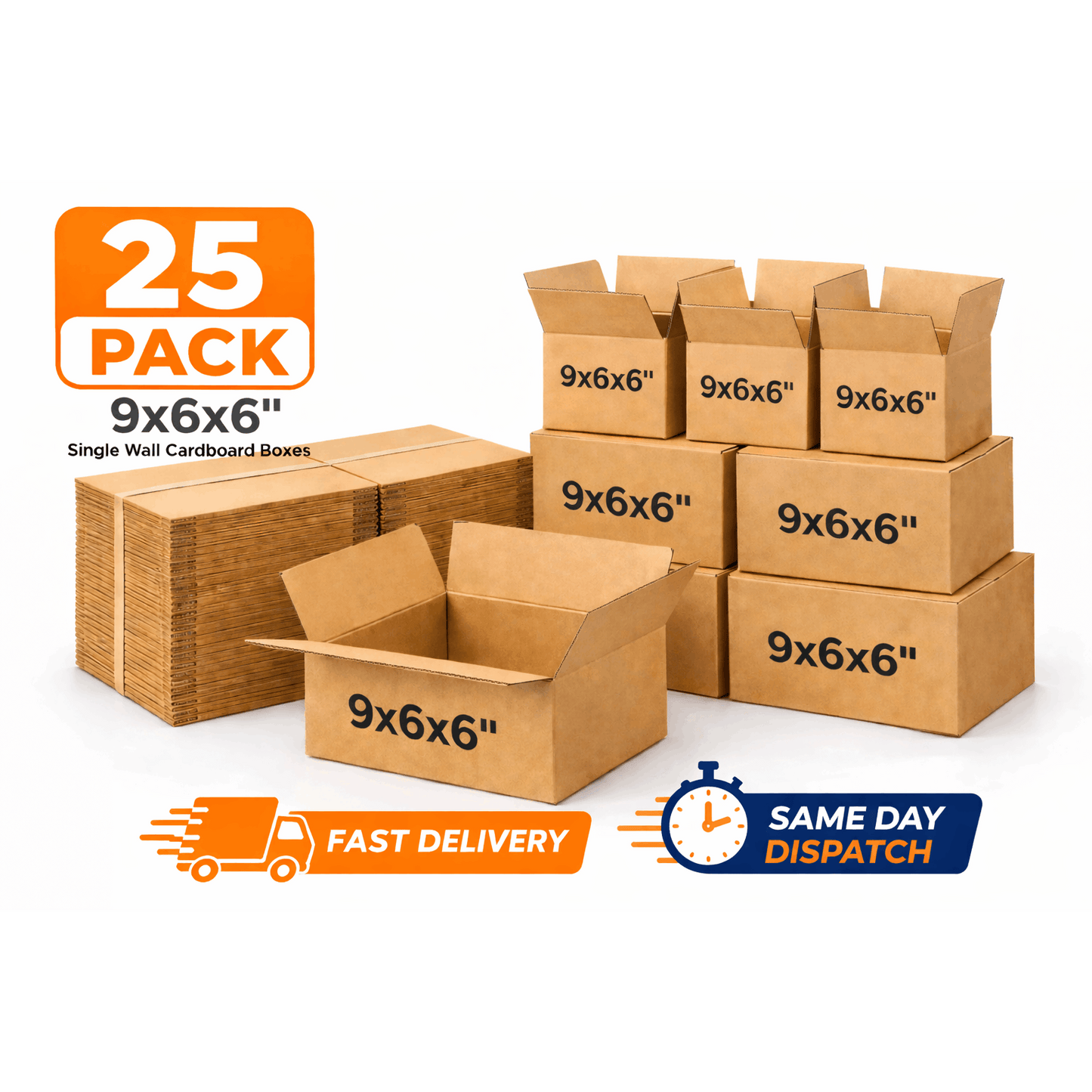 9x6x6 Inch Single Wall Cardboard Boxes – Small Packing Boxes for Shipping, Storage, Moving, Mailing & E-commerce Packaging | 25 Pack