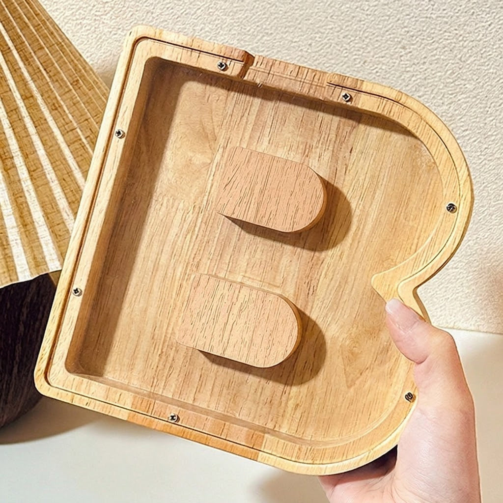 1 unique 18cm*18cm wooden letter jar - 26 creative A-Z letter storage containers, transparent design, birthday gift idea, home decoration, best friend gift, and functional holiday present.