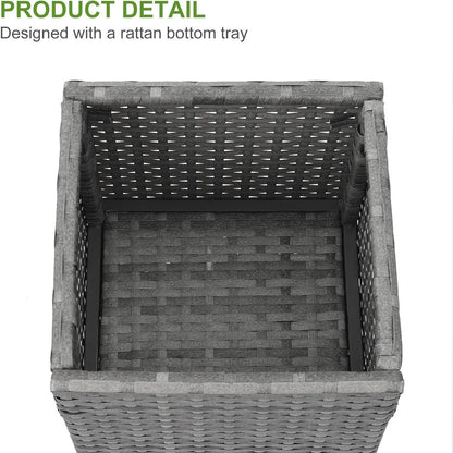 Taylor & Brown 2 Pack Tall Rattan Wicker Planters with Removable Liner, Large Indoor Outdoor Plant Pots 61cm x 30.5cm