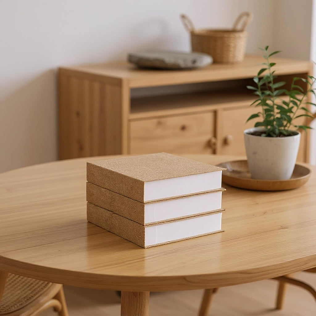 Decorative Book Storage Boxes - Three-Piece Linen-Look Set