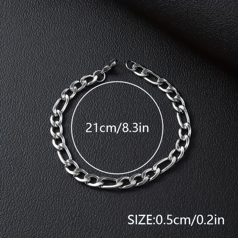 Hip Hop Style - Stainless Steel - Cuban Bracelets 12pcs - Perfect for Daily Wear & Gifts