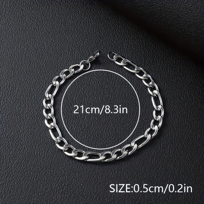 Hip Hop Style - Stainless Steel - Cuban Bracelets 12pcs - Perfect for Daily Wear & Gifts