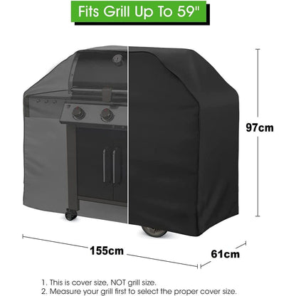 BBQ Grill Cover, Heavy Duty 600D Oxford Fabric, Waterproof and Dustproof Outdoor Grill Protector, AntiUV Weather Resistant BBQ Cover, Durable and Tear Resistant Barbecue Cover, Fits Most Grills Up to 155x61x97cm, All Season Grill Cover for Gas Grills, Cha