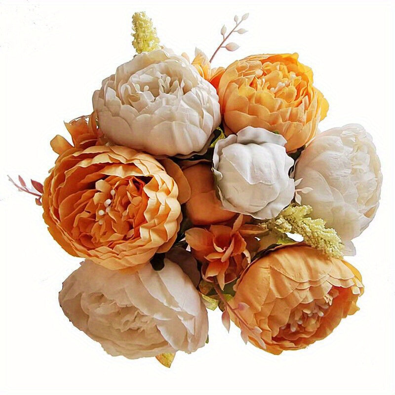 13-Heads Artificial Peony , UV  Fake Plants for Wedding Home Decoration, Indoor Outdoor Hanging Planter, DIY Floral Centerpieces and Home Garden Decor