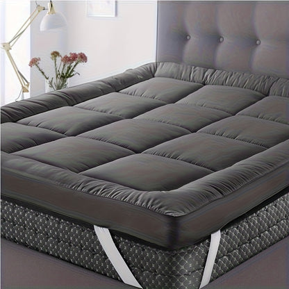 Hotel Quality Mattress Topper 10cm Deep 1200GSM Hollowfibre Overfilled Quilted Bed Pad with Elastic Corner Straps, Anti-Slip Topper for Single, Small Double, Double, King & Super King UK Beds