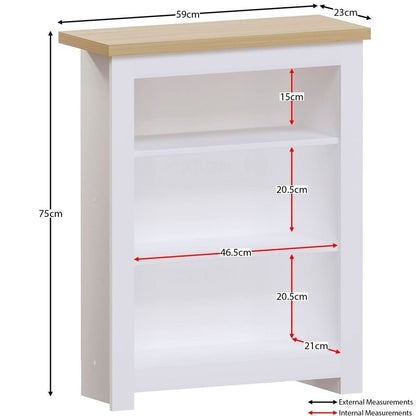3 Tier Bookcase, 3 Tier Bookcase Shaker Style Spacious Storage Shelving Unit Organizer, Home Office Livingroom Bedroom Furniture