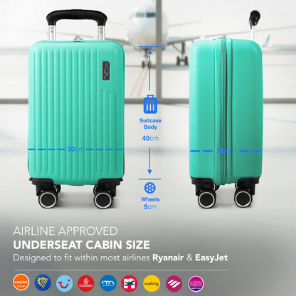 LUGG - Vacay 40cm Suitcase - 40x30x20cm without wheels - Ryanair Compatible - Underseat Size - Hard Shell ABS with Smooth 360° Wheels & Removable Wheels