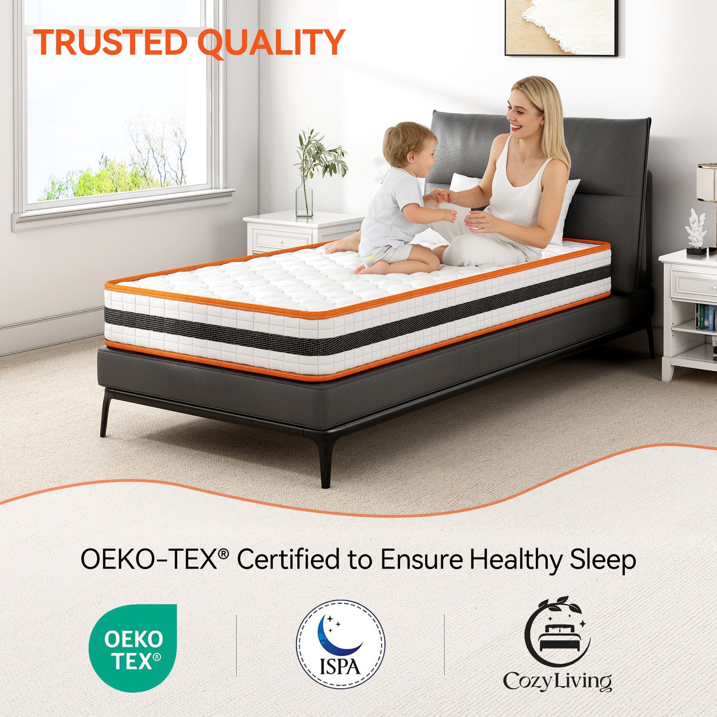 Bed Mattress Memory Foam and Pocket Spring Hybrid Mattress with 3D Breathable Fabric, Medium Soft to Medium Firm Support Mattress, Roll-Up Packaging for Bedroom
