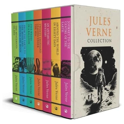 Jules Verne 7 Books Set Collection: (Journey to the Centre of the Earth, Around the World in Eighty Days, The Mysterious Island, Five Weeks in a Balloon), Twenty Thousand Leagues Under The Sea, Journey To The Center Of The Earth, From The Earth To The Moo
