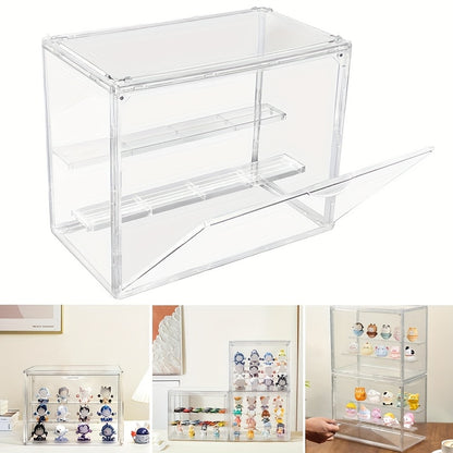 Large PET Acrylic Display Case with ic Door & Adjustable Shelves - Heavy-Duty Dustproof Showcase Box for Collectibles, Figures,, Dolls, Action Figures - Stackable, -Free Assembly (27x22x18cm) Cabinet