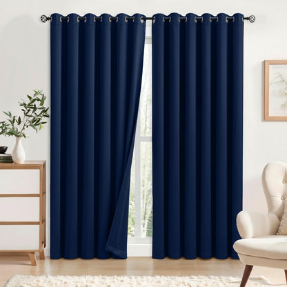 2pcs Full Blackout Eyelet Curtains – Thermal Insulated & Soundproof Drapes, Energy-Saving, Noise Reducing, perfect for Bedroom, Living Room & Home Decoration, Includes Matching Ties