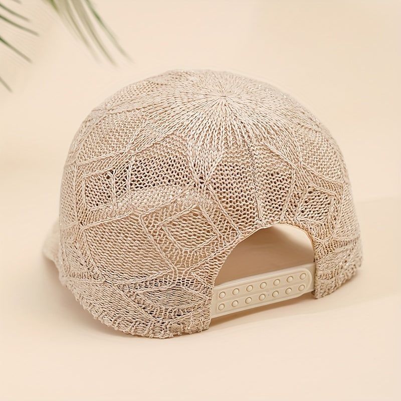 1pc Large Block Baseball Cap, Summer Unisex Versatile Hat, Hollow-Out Breathable Mesh Snapback Cap