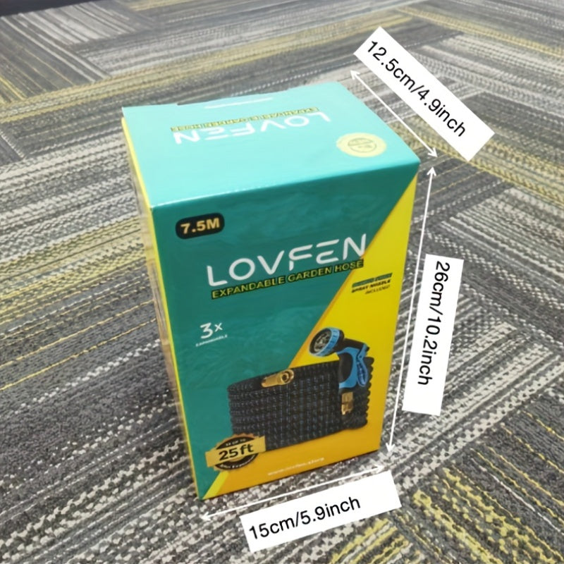 LOVFEN Ultra-Lightweight Expandable Garden Hose - Leak-Proof, 10-Function Nozzle, Retractable, Flexible, Kink-Resistant, Durable, Easy-To-Store Water Hose for Gardening, Washing Cars, And Outdoor Activities 7.62/15.24/22.86/30.48/45.72meter