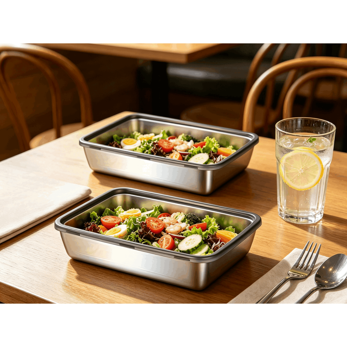 Stainless Steel Food Storage Containers 6pcs Set - Airtight Lunch Boxes, Microwave Safe, Stackable Kitchen Organization Containers for Fridge/Freezer