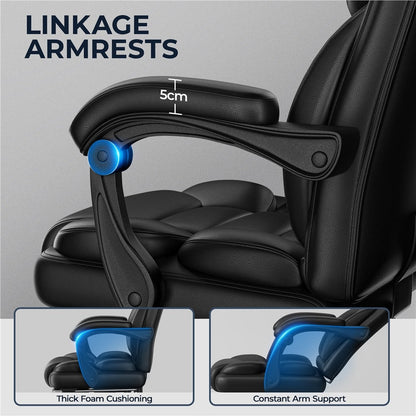 Executive Office Chair PU Leather High Back Recliner with Retractable Footrest, Padded Armrests & Adjustable Height – Costoffs Managerial Computer Chair for Home Office, Study & Conference Room