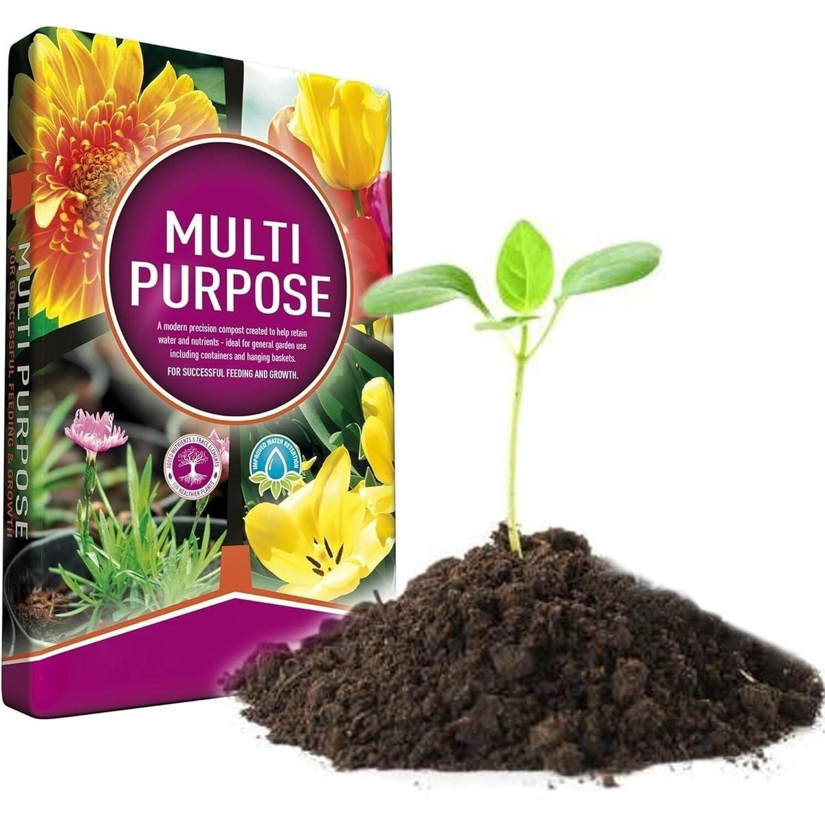 3x Growmoor Multi Purpose Compost 10L – Large Volume Potting Compost for Indoor Plants, Outdoor Containers, Hanging Baskets & General Gardening Use