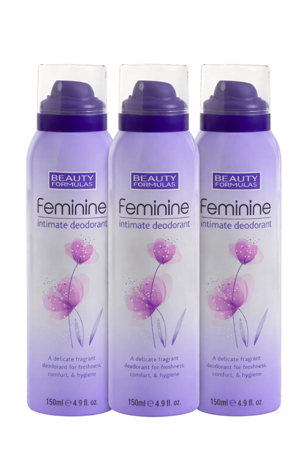 Beauty Formulas Feminine Intimate Deodorant 3-Pack 150ml – Gentle Freshness Mist for Daily Intimate Care, Long-Lasting Odour Protection & All-Day Confidence for Women