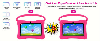 Veidoo 7 Inch Kids Tablet Android 1GB RAM 16GB ROM Drop-Proof Silicone Cover Dual Camera Educational Games Parental Control App WiFi Eye Protection Screen