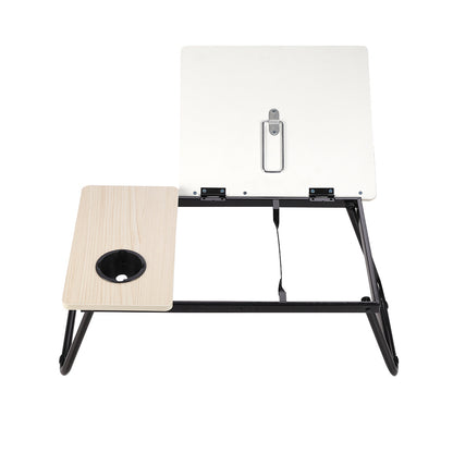 Laptop Computer Desk Portable Foldable Notebook Table Tablet Stand 5-Position Adjustable Tilt Height Over Sofa Tables With Cup Holder Bed Table Lazy Desk Reading Study Desk Breakfast Tray Knee Table 23.05*12.8*9.45 Inches