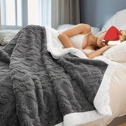 Thickened Throw Blanket, Soft, Cozy Geometric Pattern, Lightweight & Durable for Office Naps, Sofa, Dorms, Gift - 300-350GSM, Machine Washable, Perfect for All Seasons, Local Warehouse