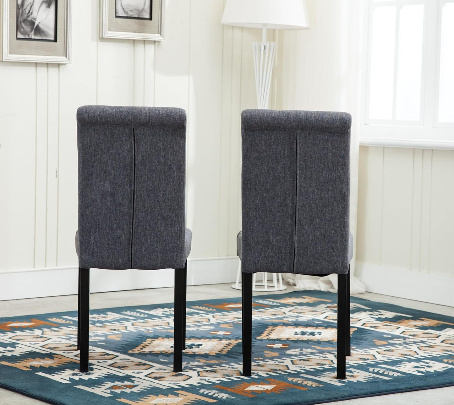 mcc direct Set of 2 Lined Fabric Dining Chairs With Solid Wooden Legs For Home & Commercial Restaurants