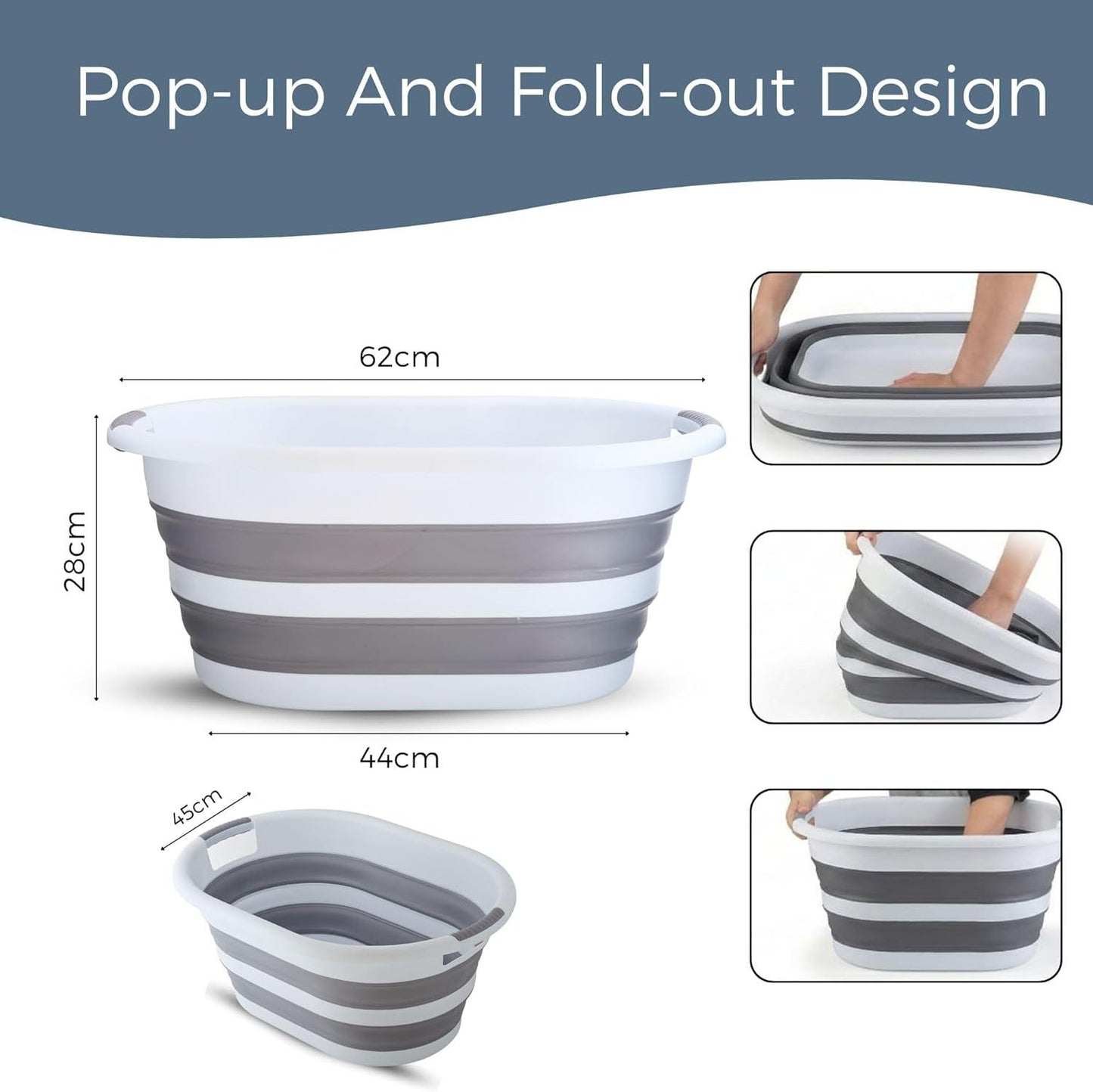 40 L Collapsible Laundry Basket – Folding Pop-Up Washing Hamper with Handles, Durable & Portable Space-Saving Clothes Storage Bin for Bathroom, Bedroom & Laundry Room, Space Saving Clothes Washing Bin with Handles, Durable, Portable & Easy Storage Washing