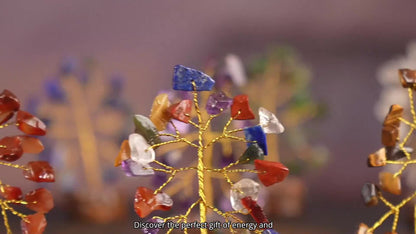 12pcs Crystal Tree Set Mini 7 Chakra Gemstone Trees Handmade Natural Stone Desk Decor Good Luck Gift for Women Home & Office Decoration