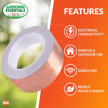 2 Pack Copper Slug Tape | 10m x 50mm Weatherproof Slug & Snail Repellent | Humane Copper Tape for Garden Pest Control | Safe for Pets & Plants | Long-Length Adhesive Barrier for Flower Pots, Garden Beds & Indoor Protection