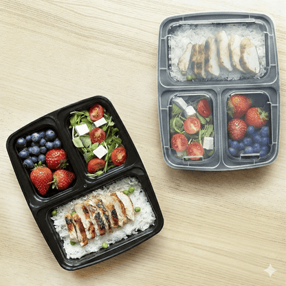 Meal Prep Containers Reusable Storage with Lids – Stackable, Microwave, Freezer & Dishwasher Safe 3 Compartment