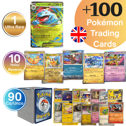 Pokémon Cards: ULTRA Pack +100 Cards Including 1 EX Brilliant ULTRA RARE in English Language - Pokémon Set