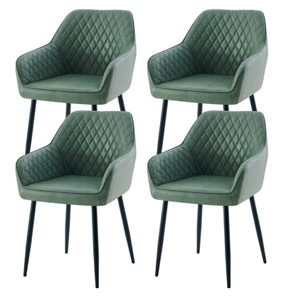 Set of 1 2 4 6 Dining Chairs Velvet Armchairs with Armrest & Backrest Upholstered Seat with Black Metal Legs