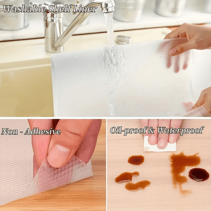 45X300Cm Large Roll EVA Transparent Anti Slip Drawer Mat, Kitchen And Bathroom Anti Oil And Anti Slip Mat, DIY Cutting Self-Adhesive Backing, Refrigerator Bookshelf Storage Mat, Furniture Protection Anti Scratch Mat, Easy to Clean And Washable, Versatile