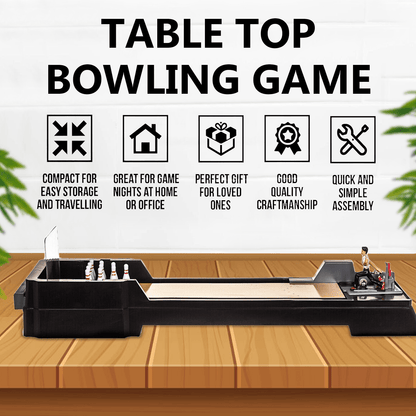 Tabletop Mini Bowling Game Set with 12 Pins + 2 Bowling Balls, Desktop Bowling Game, Bowling Toys, Bowling Alleys with Launching Chute & Side Gutters for Adults & Children