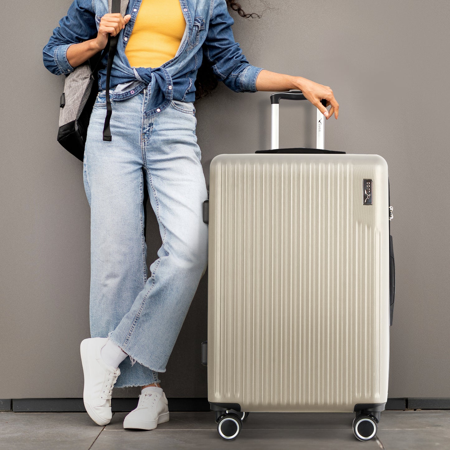 LUGG 76.5 x 50.5 x 30cm Vacay Suitcase ABS Luggage with TSA Indent Lock, Aluminium Trolley Handle, 360° Spinner Wheels, Water-Resistant & Durable Material - Airline Compatible (28inch)