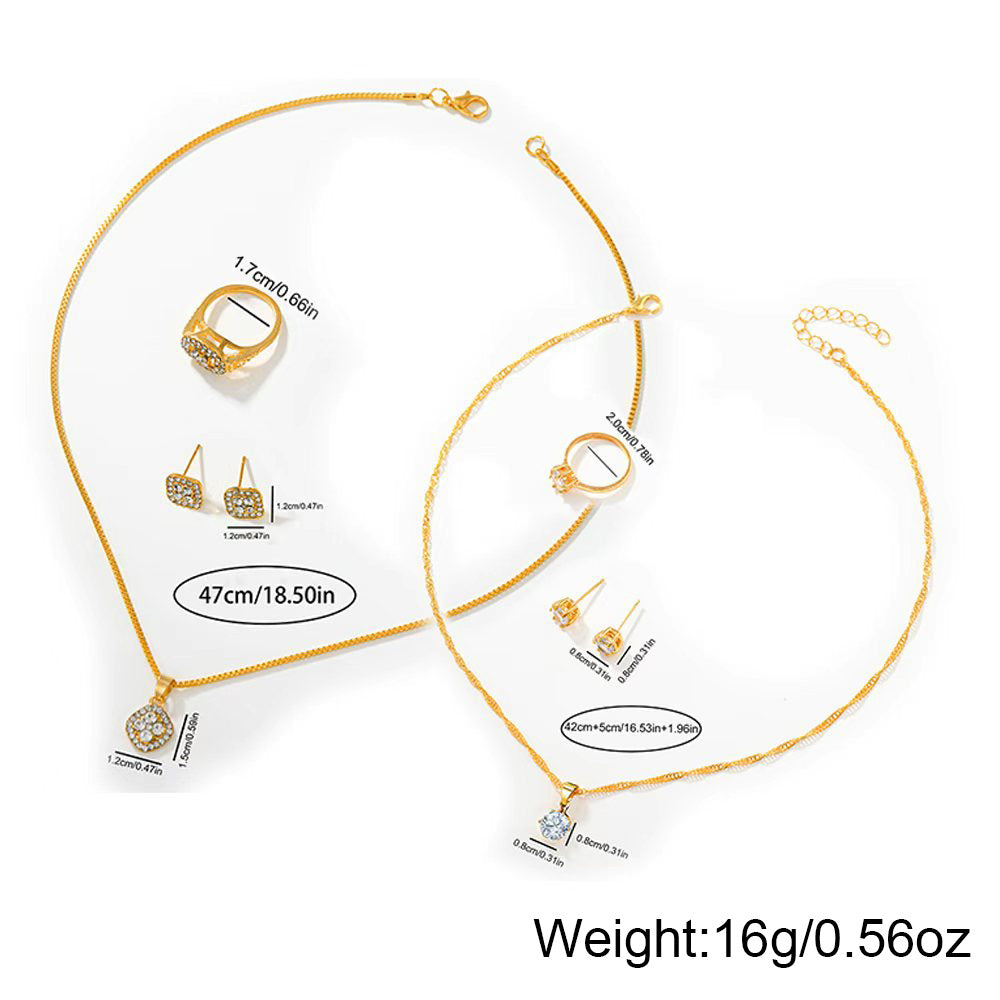 [Women's Jewelry Watch Set] 9pcs Set: Women's Fashion Elegant Quartz Jewelry Watch + 2 Sets of New Shiny Necklaces, Rings, and Earrings - Alloy Case, Quartz - Suitable for Valentine's Day, Easter, Halloween, Ramadan, Birthdays, Christmas, New Year, Daily