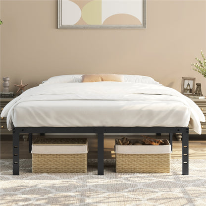 Costoffs Metal Platform Bed Frame, Metal bed base, Metal-framed Bed, Mattress foundation with Heavy Duty Steel Slats, Non-Slip Design & 41.5cm Ample Under-Bed Storage, Black