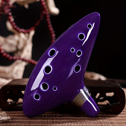 12-Hole Alto C Ceramic Ocarina - Beginner's Music Instrument, Easy-to-Learn Design with Clear Sound - Finish & Comfortable Grip - Perfect First Instrument for Learning Music, Holiday Gift
