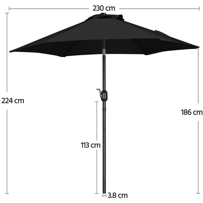 Costoffs Patio Umbrella Outdoor, 2.3m Market Umbrella Parasol Umbrella with Crank/Tilt/6 Ribs, Garden Table Umbrella for Patio, Deck, Backyard, Pool & Beach