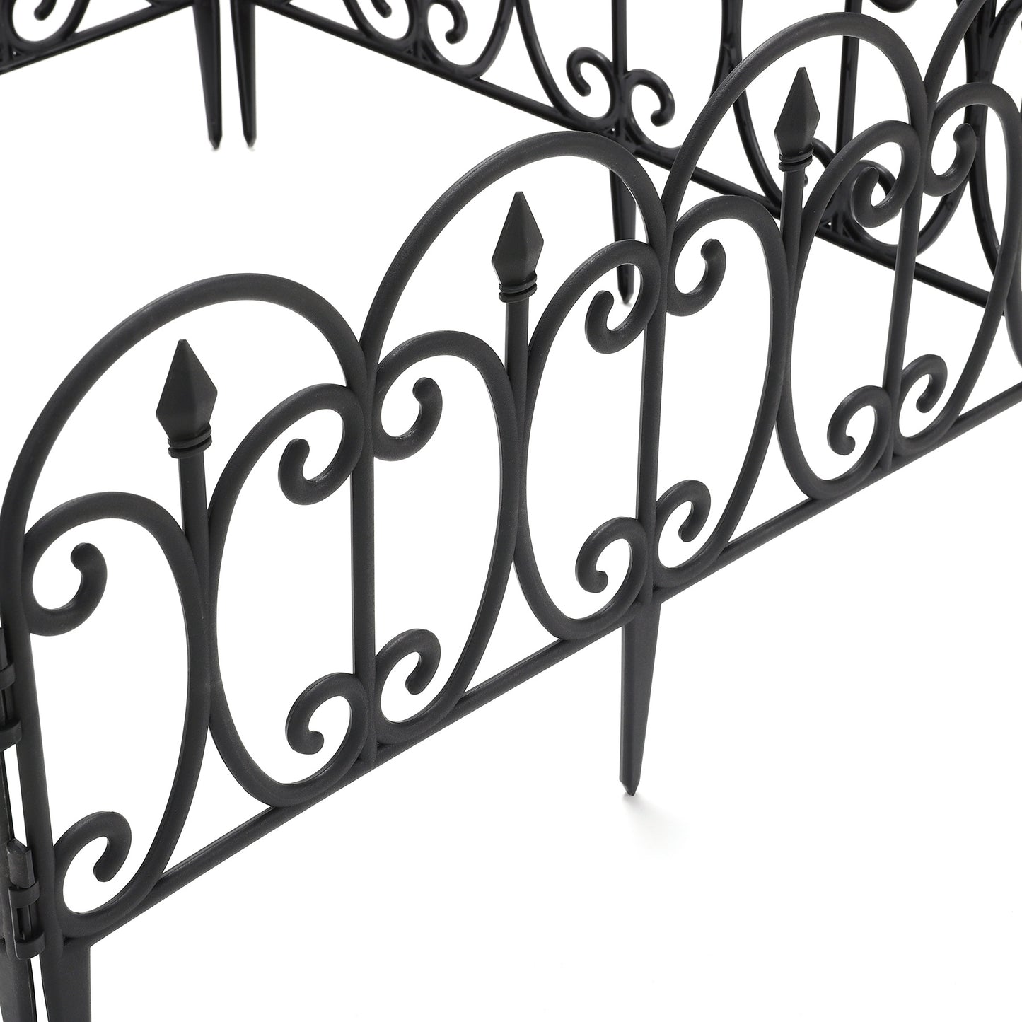 6 Packs - European Plastic Garden Fence, Wrought Iron Effect Garden Fence Practical Garden Fence, Durable, Can Withstand The Weather, Black Size: 60x33cm/23.62x12.99inch.