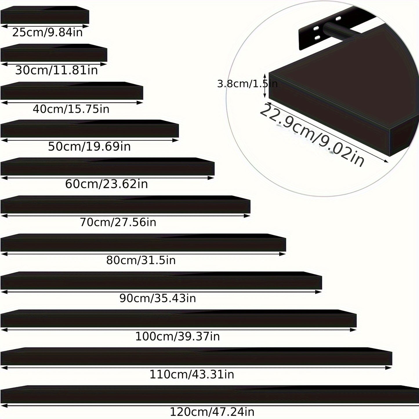 1pc Wall Shelf Volato Wall Shelf Free-floating High-gloss Black Floating Shelf CD DVD Shelf Bookshelf Wooden Board