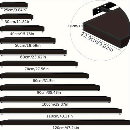 1pc Wall Shelf Volato Wall Shelf Free-floating High-gloss Black Floating Shelf CD DVD Shelf Bookshelf Wooden Board