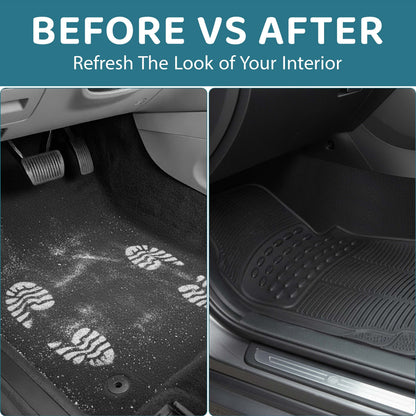 Heavy Duty Rubber Car Mats Universal Non Slip Floor Mats or Waterproof Boot Liner | Trim to Fit All Weather Protection for Cars, Vans, SUVs & Trucks
