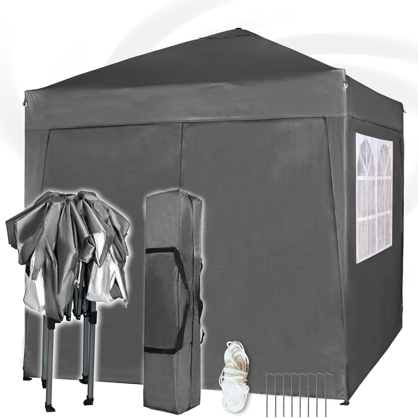 Pop-up Gazebo 2m x 2m With Sides Silver Protective Layer Waterproof Marquee Canopy