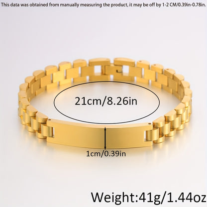 1pc Stylish Stainless Steel Bracelets Allowing Personalized Engravings - High - Quality Stainless Steel, Chic & Versatile Styles, Ideal for Father'S Day Gifting, Memorable Presents & Daily Accessorizing to Add Personality