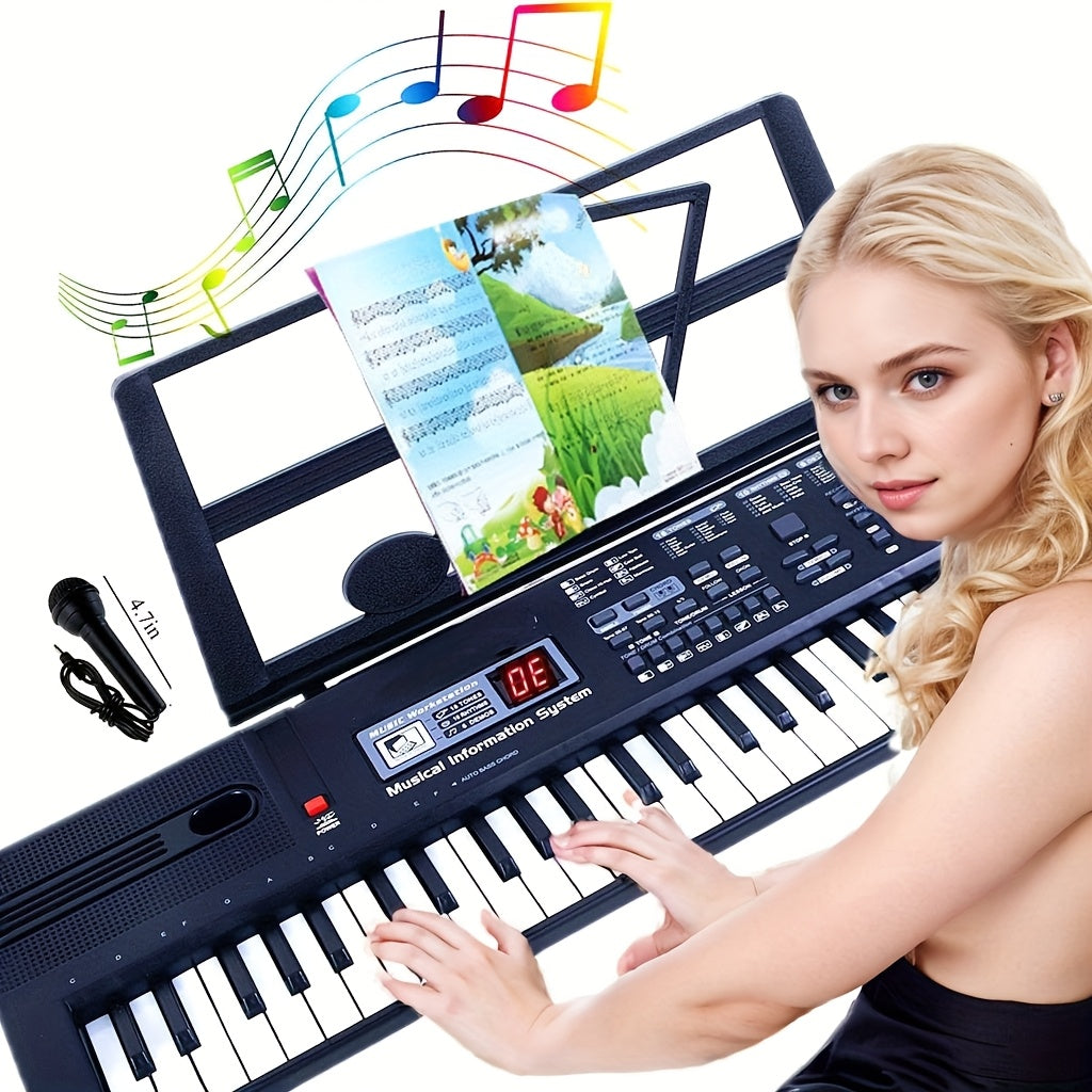 61 Key Digital Piano Keyboard with Microphone, Portable Music Piano Keyboard Electronic Keyboard Multifunctional Key Piano Musical Instrument Keyboard for Piano Music Teaching Birthday Gifts Beginner (With LCD Display)
